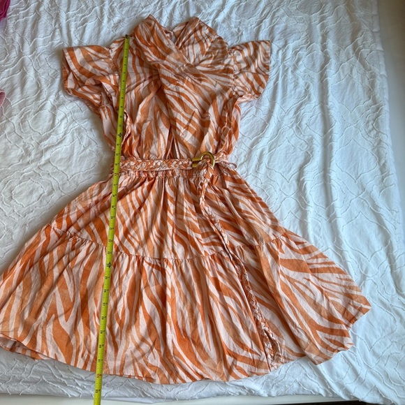 Derek Lam Collective Orange Pink Zebra Print Cutout Dress - Picture 7 of 9